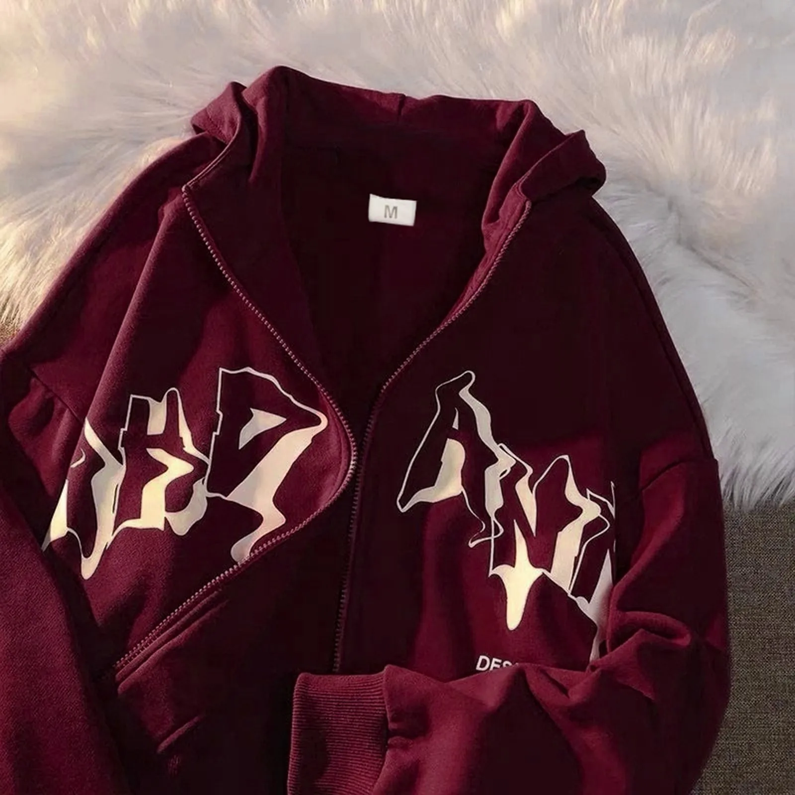 Sudaderas con capucha Vintage con cremallera para mujer, sudaderas con capucha sueltas de manga larga, chaquetas casuales Harajuku con estampado de