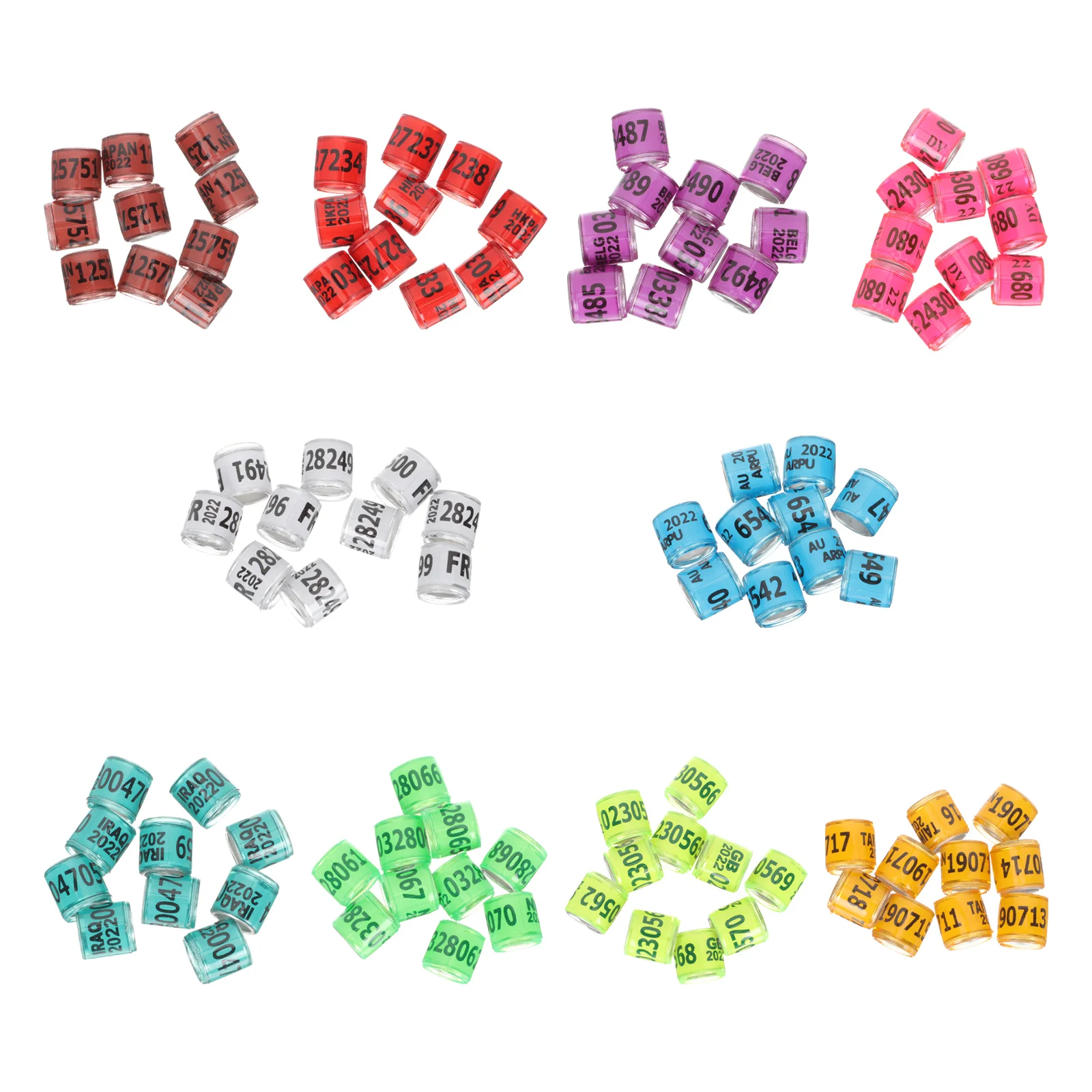 100pcs Aluminum Bird Foot Rings Multicolor 8Mm Bright Leg Bands For Identification Racing Training Distinguish Tool Homing