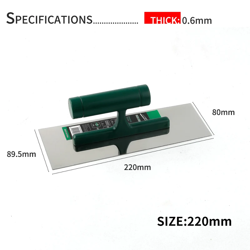 1 Stuks Roestvrij Staal Professionele Metselwerk Troffel Cement Schraper Modder Board Bouw Pleistergereedschap Met Plastic Handvat