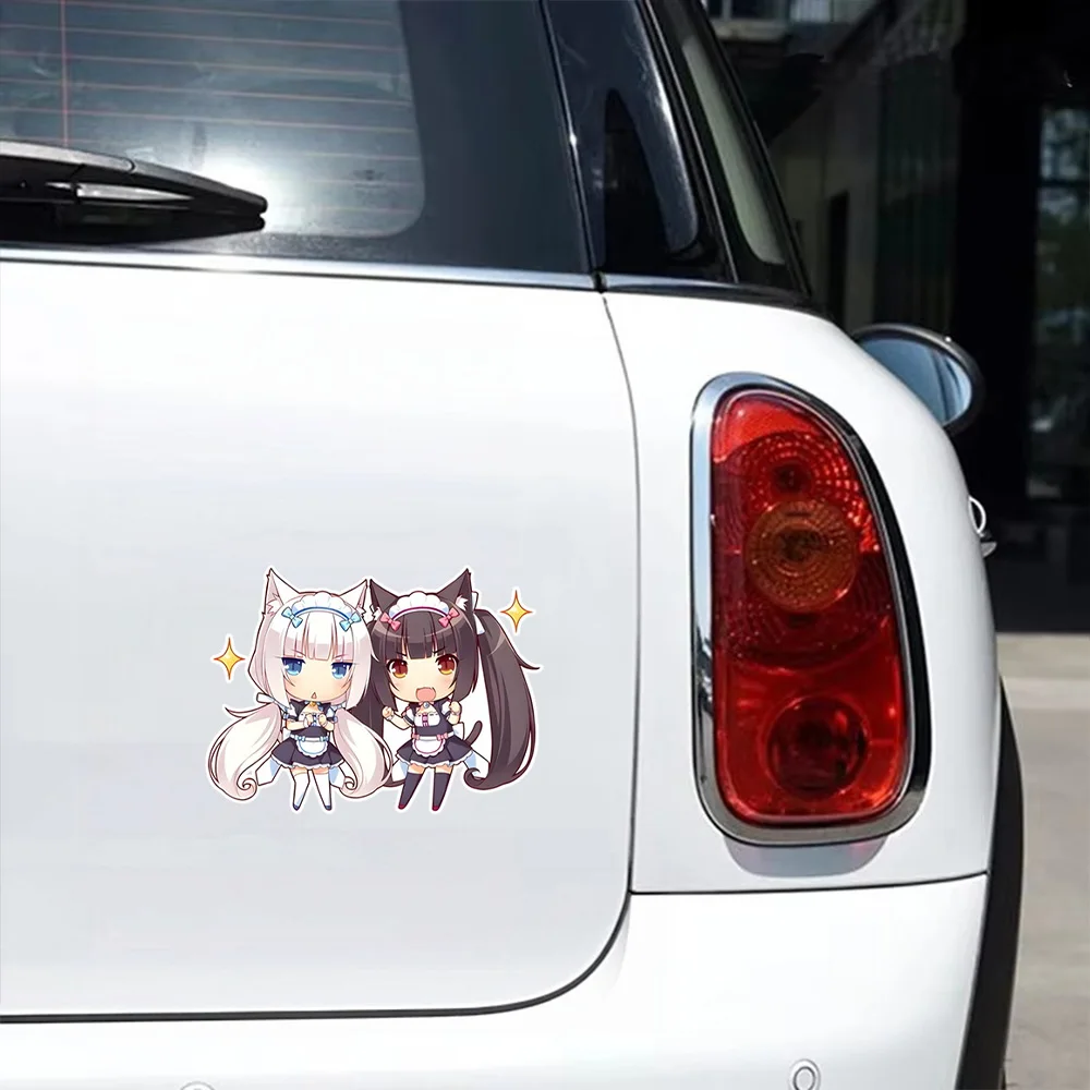 Chocolate and Vanilla Nekopara Car Stickers Cute Anime Theme Decals Vinyl For Body,Fuel Tank Cap,Windows,Bumper,Windshield,Doors