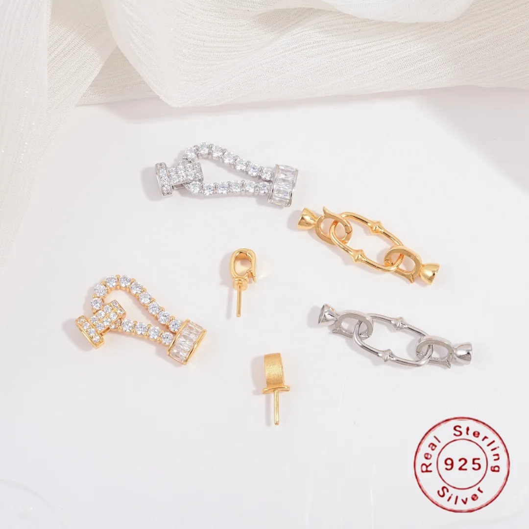 

Серебряный коннектор S925 для браслетов и ожерелий, простой и универсальный, с жемчужной застежкой, для рукоделия, материалы для самостоятельного изготовления, SK165