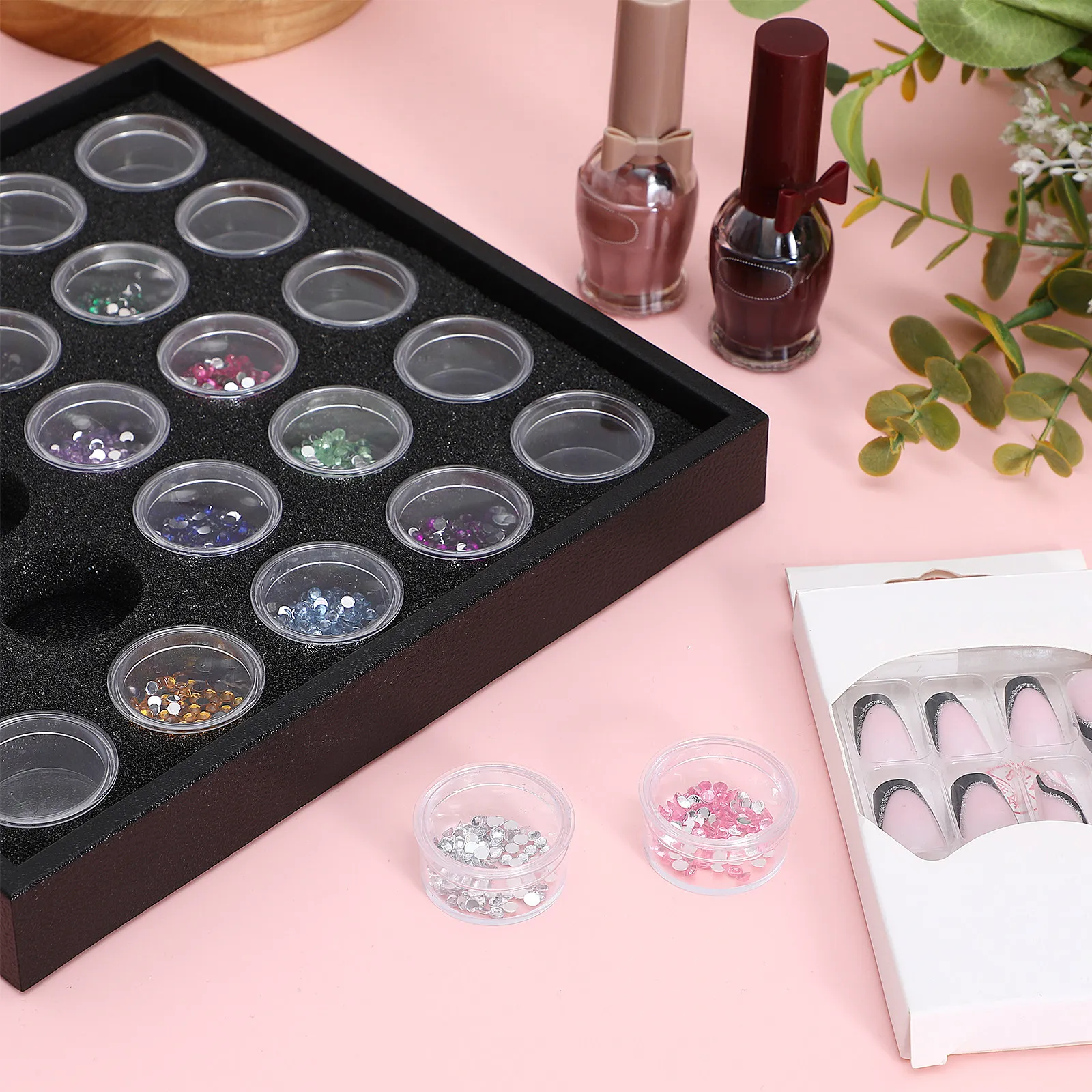

Nail Gems Box 25 Grid Transparent Lid Nail Rhinestone Organizer Display Case Manicure Supplies Storage Multi-Purpose Box