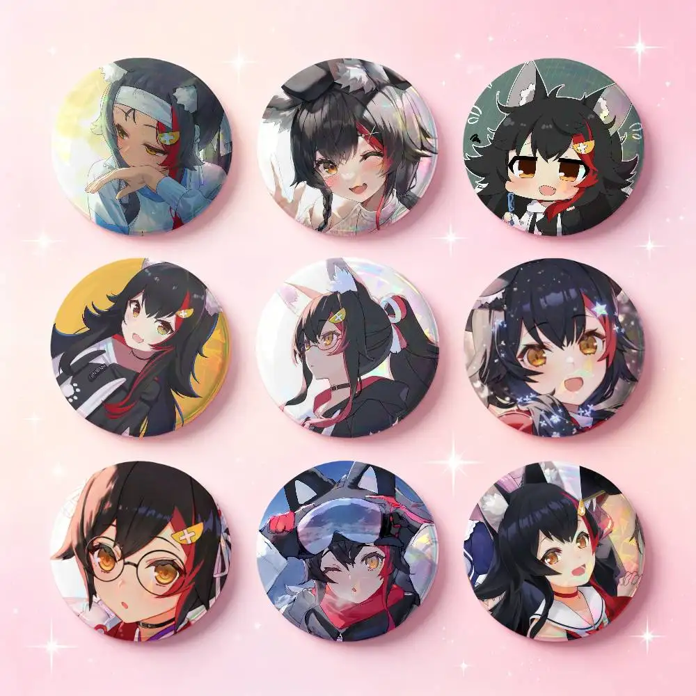 Mio Ookami Anime Character Badges 25 32 44 58 75 Mm Round Cosplay Pin Bag Decor Fans Collect Friends Gifts Brooch Souvenir