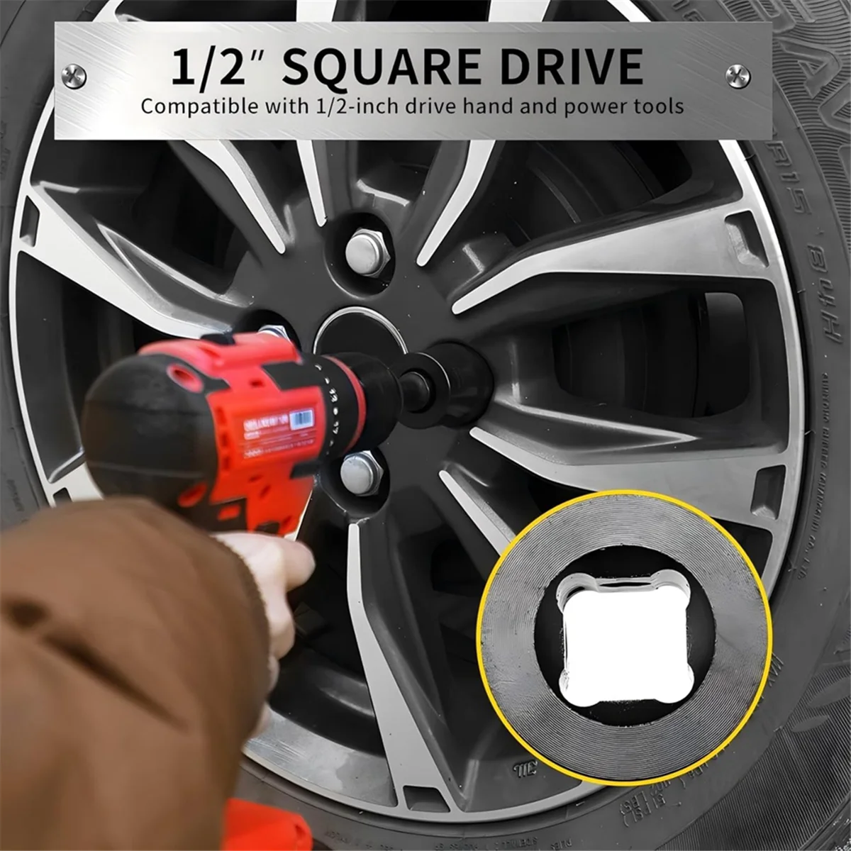 AAA87 6 ピースラグナット取り外しツール、1/2 インチスイベルソケットとボルトエクストラクターセット、メートル 22-27mm ホイールロック取り外しキット