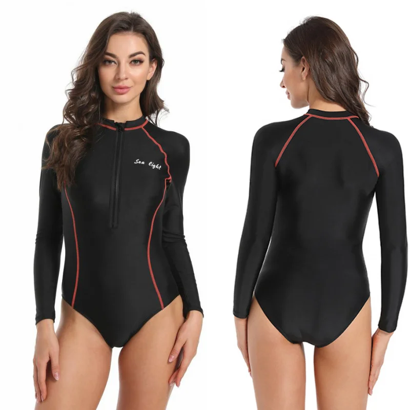 

One-Piece Long Sleeves Surfing Suit for Women, Sexy Diving Suit, Sunscreen, Sports Swimsuit