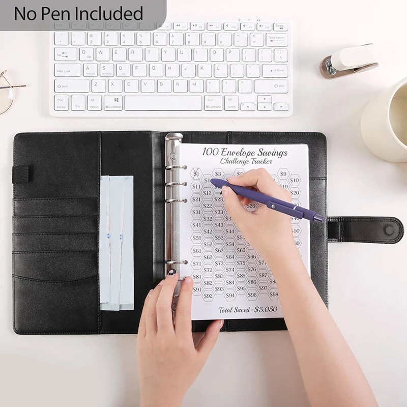 100 Savings Challenges Book With Envelopes,A5 Envelope Challenge Binder,With Cash Envelopes-Savings Challenges Easy Install