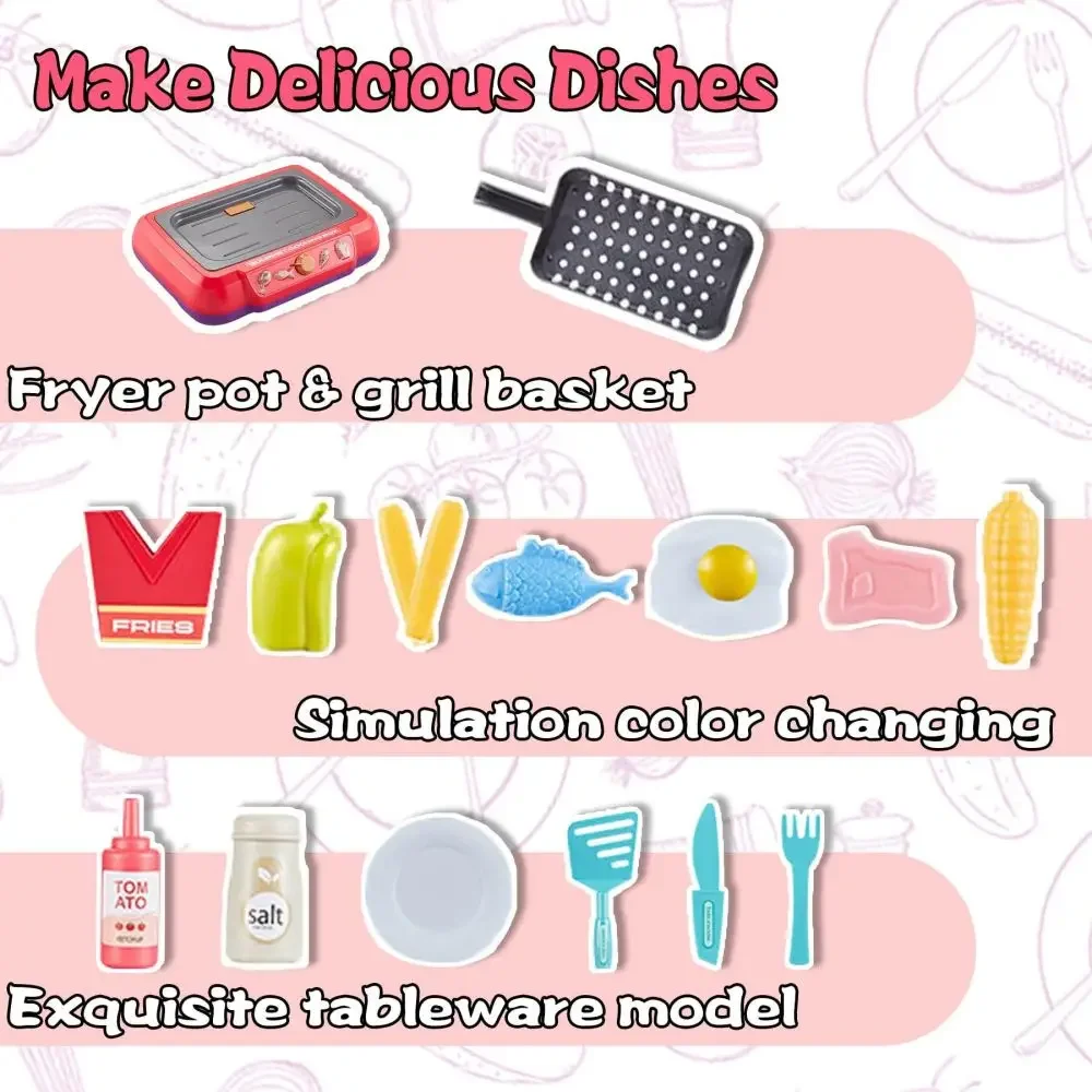 Juego de cocina DIY con sonido y Color claro, inducción multifuncional, casa de juegos para niños, juguetes de comida, regalos