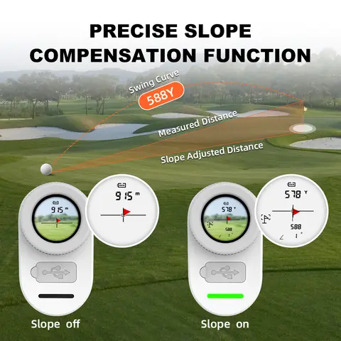골프 거리 측정기 1000 야드 미니 사이즈 골프 거리 측정기, 골프용 경사 보상 및 플래그 잠금 진동 기능 포함