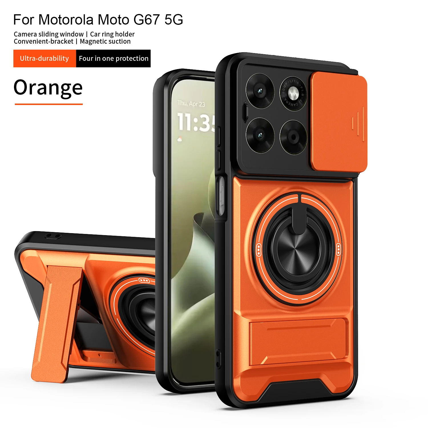 Für Motorola G75 Hülle Moto G67 Cover Moto G77 G75 Handyhülle Magsafe Magnetischer Klapphalter Militärischer Panzer-Kameraschutz – Detail 14