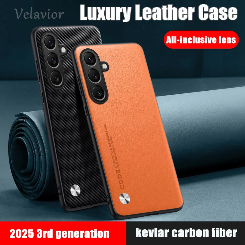 Für Samsung Galaxy S25 FE Fall Luxus PU Leder Zurück Abdeckung S25Edge S24FE Ultra Silikon Stoßfest Voller Schutz Telefon Fundas