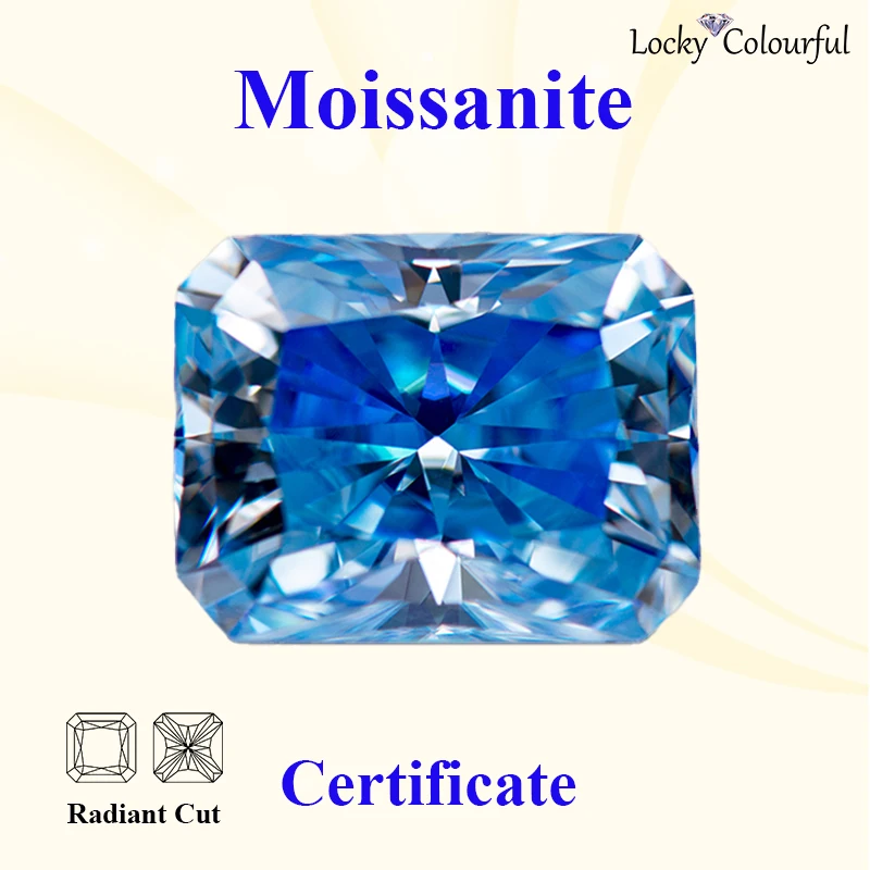 Moissanite corte radiante vvs1 cor azul gelo com certificado gra para diy encantos contas jóias fazendo pulseira brincos materiais