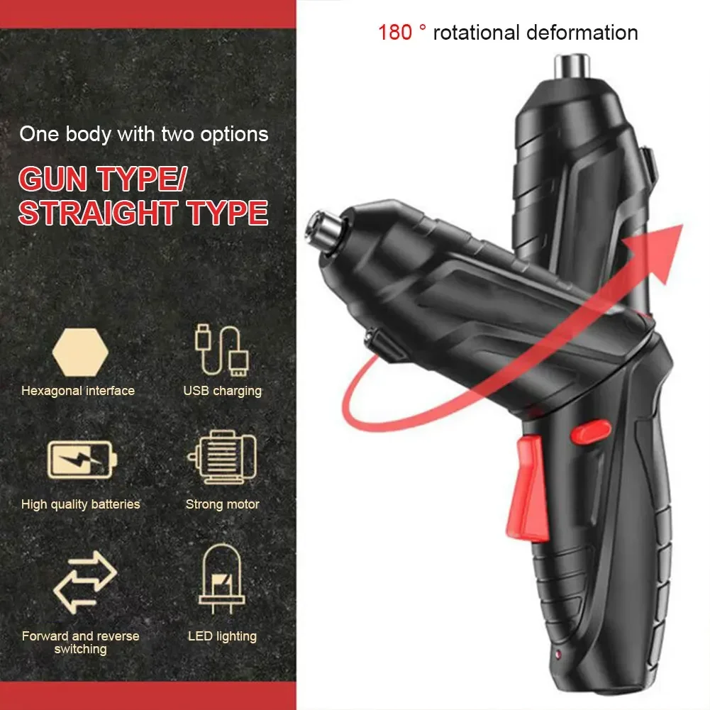 Wireless Electric Screwdriver, Rechargeable Lithium Battery, Mini Drill Bit, 3.6V, Electric Toolbox, Home Repair