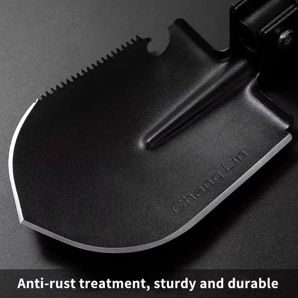 Portable Folding Shovel being used to dig a campsite fire pit in the wilderness