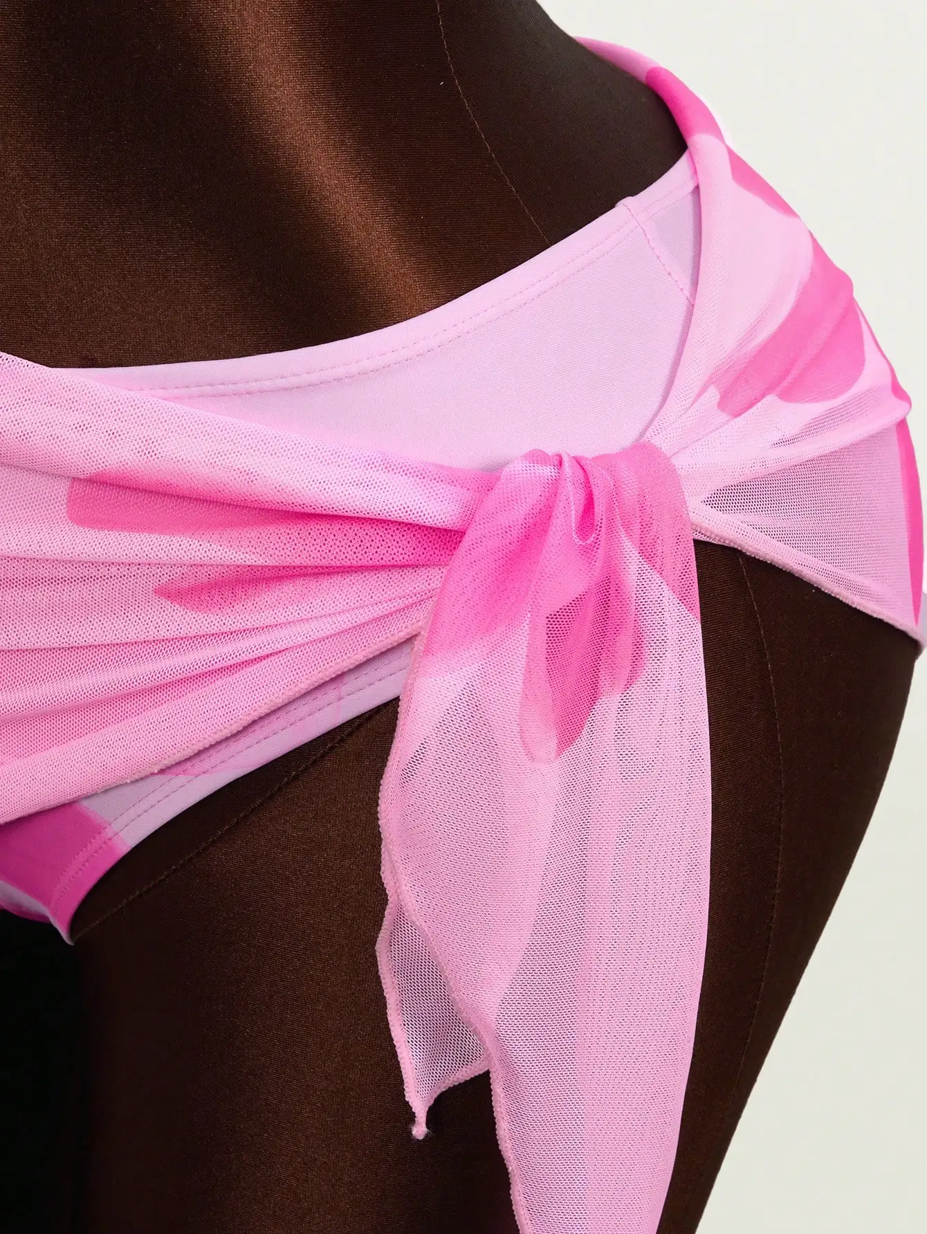 

Floral Print Halter Tie Back Sexy Bikini 3 Piece Set Pink Beach Vacation