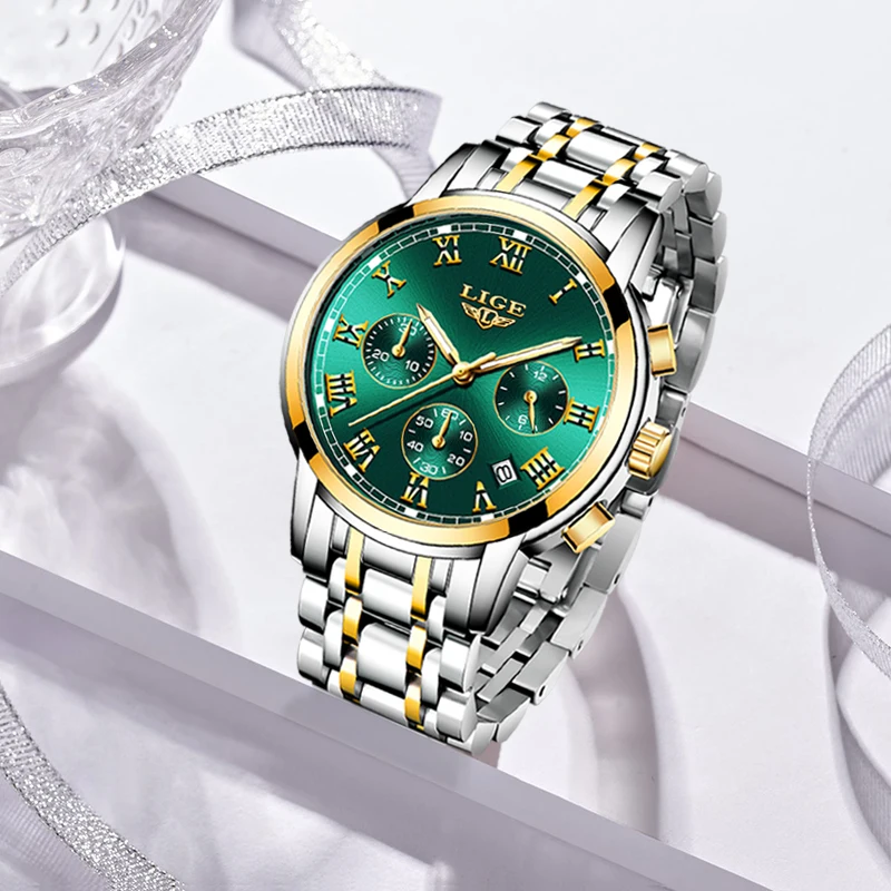 LIGE New Fashion Women Watches Ladies Top Brand Luxury Ladies Bracelet Watches Auto Date Waterproof Quartz Watches for Women+Box