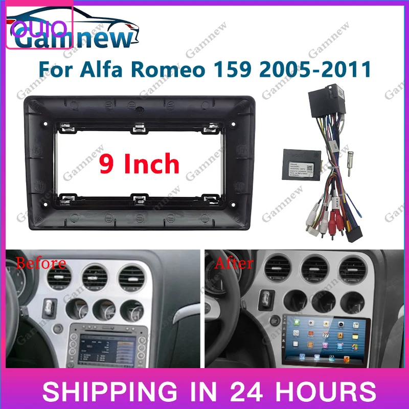 New Car 9 Inch Frame Fascia Adapter Canbus Box Decoder Android Radio Dash Fitting Panel Kit for Alfa Romeo 159 Brera Spider 939