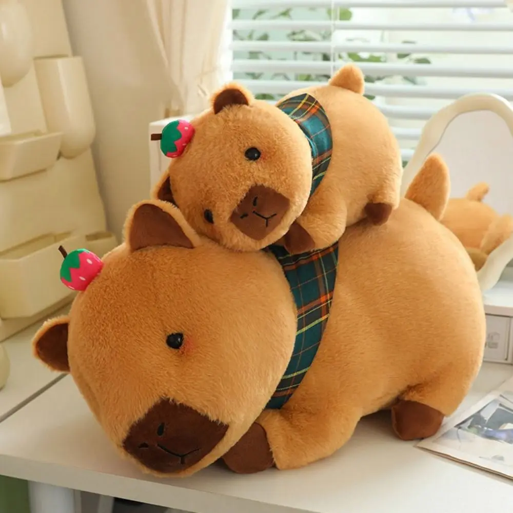 Stretchable Capybara Plush Toy Strawberry Headwear Soft Simulation Capybara Toy Cute Stuffed Stuffed Capybara Doll Children Toys