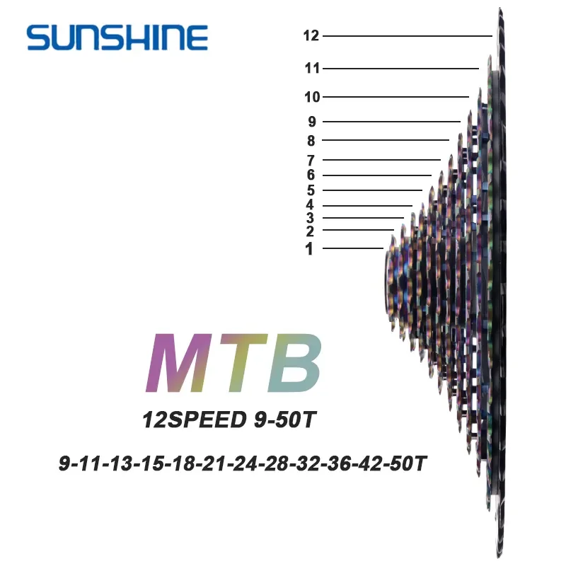 Sunshine MTB XD Cassette 11S/12S Ultralight Rainbow Cassette CNC K7 Colorful ULT Mountain Bike XD Cassette for SRAM XD Shiman