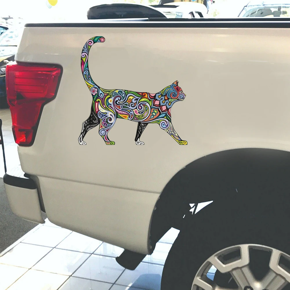 Cheerful Cat Pattern Car Sticker Decal Bumper Windshield Pickup Tailgate Bonnet Hood Auto Vehicle Vinyl Decor