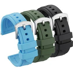 Rubber Smart Watch Band Strap 22mm 24mm 26mm Black Green Blue Women Men Waterproof Soft Silicone Watchband Accessories Buckle