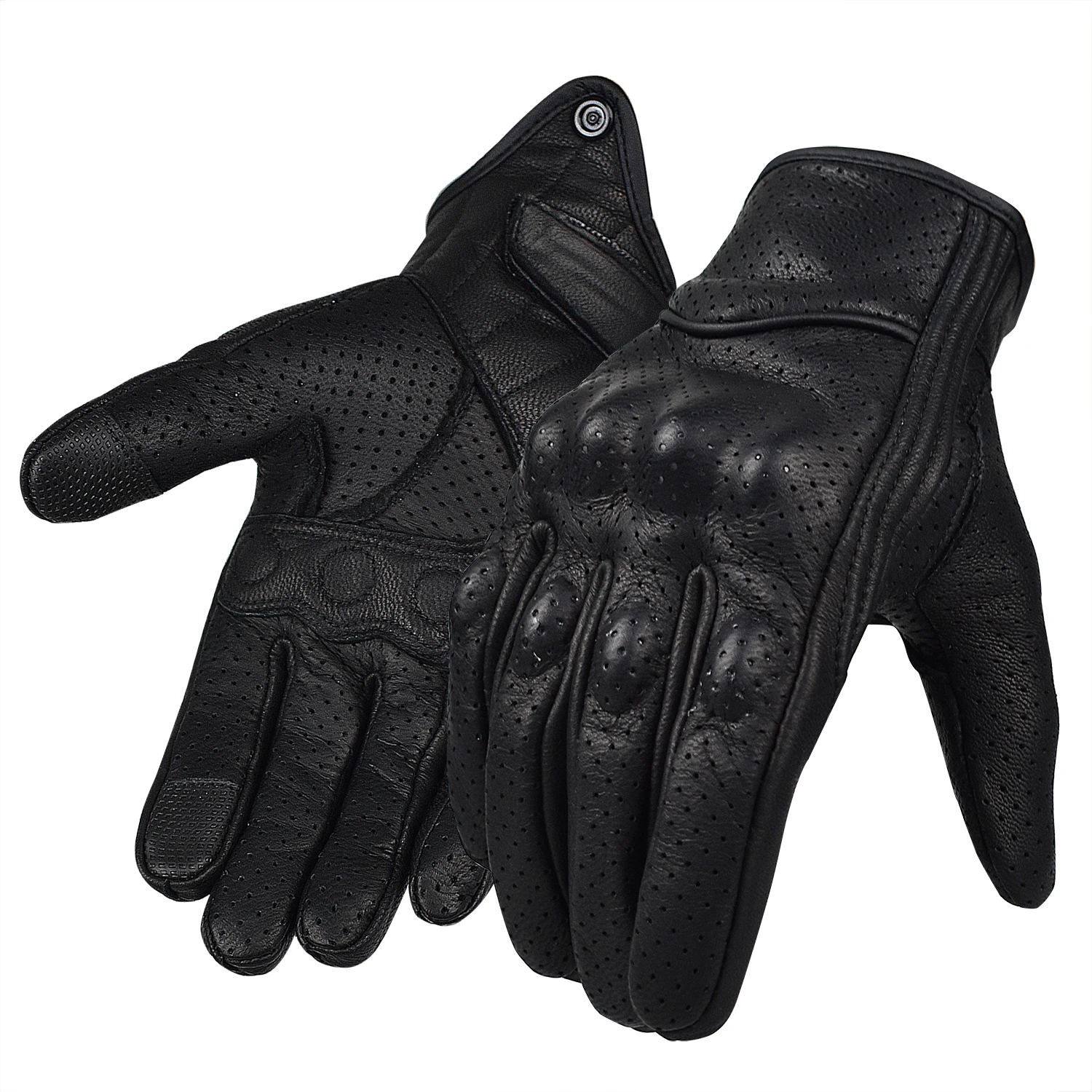 

Goatskin Leather Motorcycle Gloves for Men Women Breathable Touchscreen Motorbike Powersports Riding Gloves