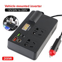 Voltage Detection USB/PD/Type-C Chargers Power Adapter QC 3.0 Car Inverter ON/OFF Switch 200W DC 12V/24V to AC 220V Converter