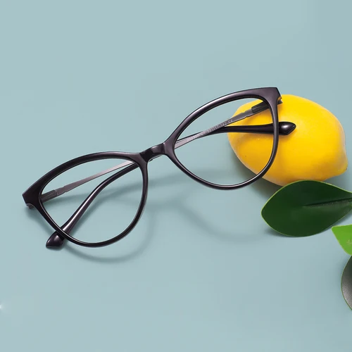 Imagen 2 del producto Gafas graduadas con forma de ojo de gato para mujer, lentes ópticas coloridas, transparentes y ligeras, antiluz azul