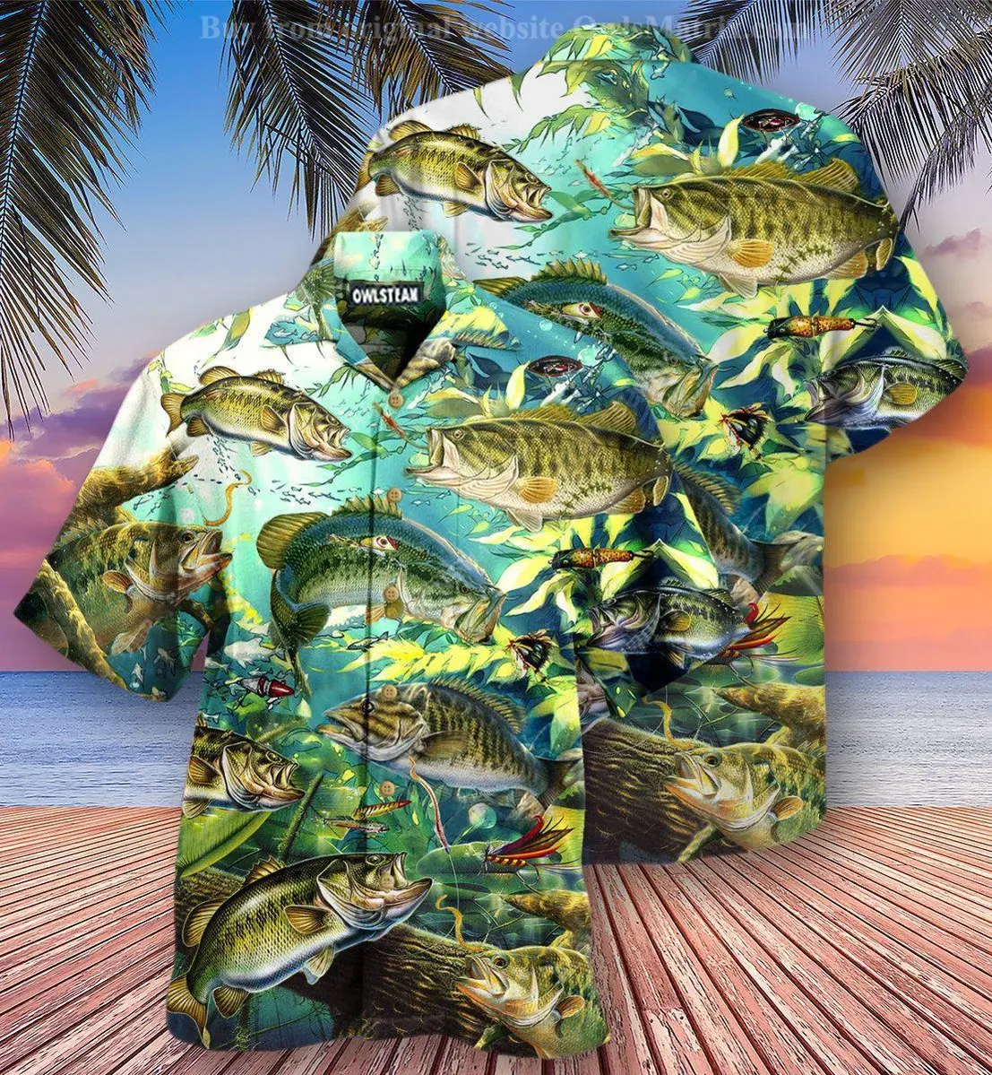 

New Casual Men Button Up Shirts Fish Lake Bottom 3D Style Creative y2k Short Sleeve Casual Outing Shirts