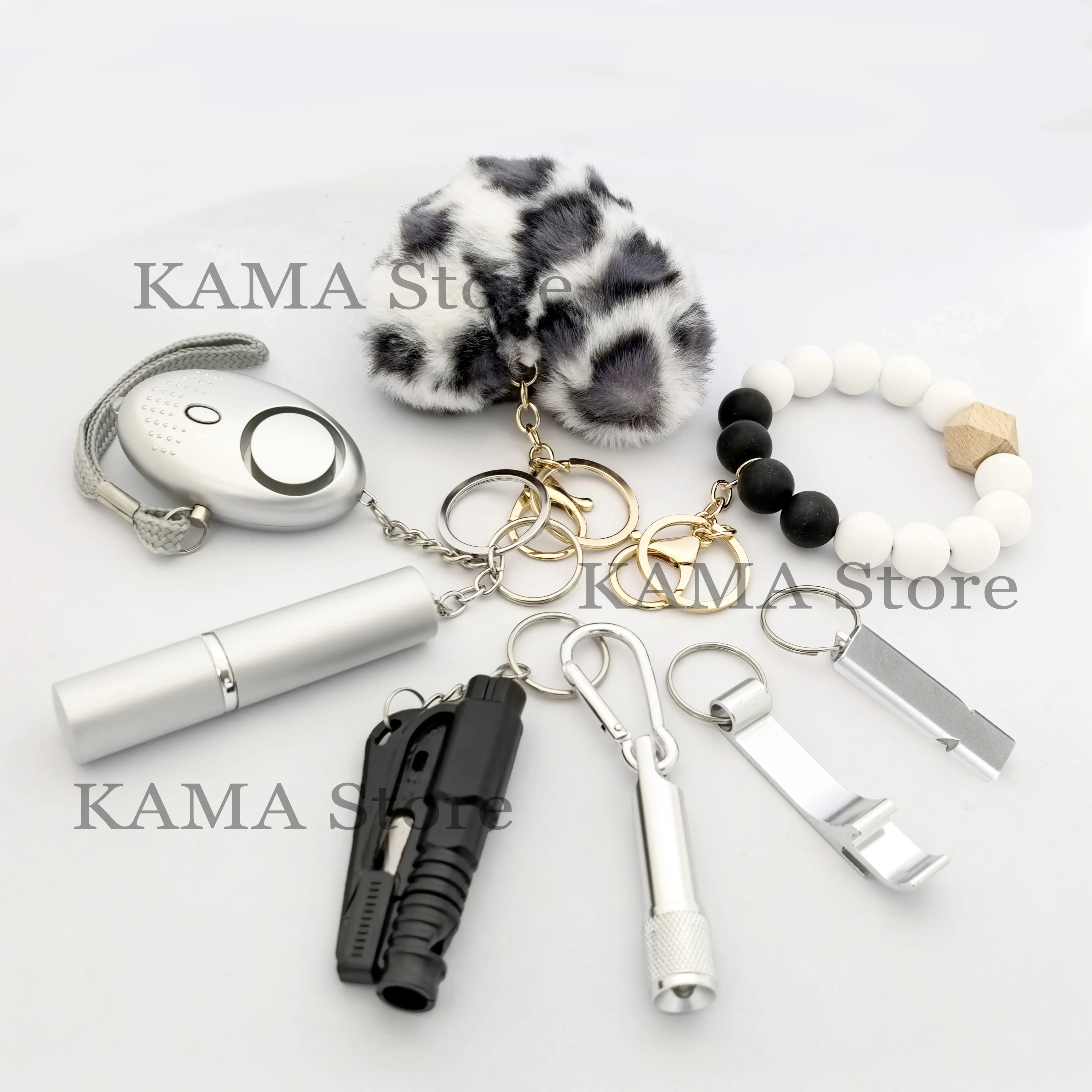 

8Pcs Set Women Self Defense Personal Emergency Sos Safety Alarm System Keychain Safety Alarm Self Defense Keychain