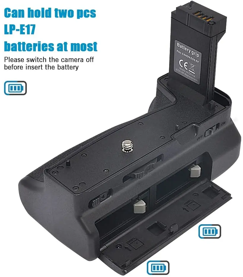 Mcoplus BG-EOS RP Vertical Battery Grip for Canon EOS RP R8 EOSRP SLR DIgital Camera / Works with 1 or 2 pcs LP-E17 Batteries