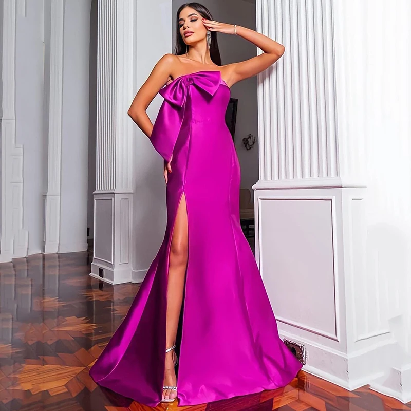 Thinyfull Sexy Mermaid Prom abiti da sera abiti per occasioni formali senza spalline High Split Cocktail Party abiti da ballo taglia personalizzata