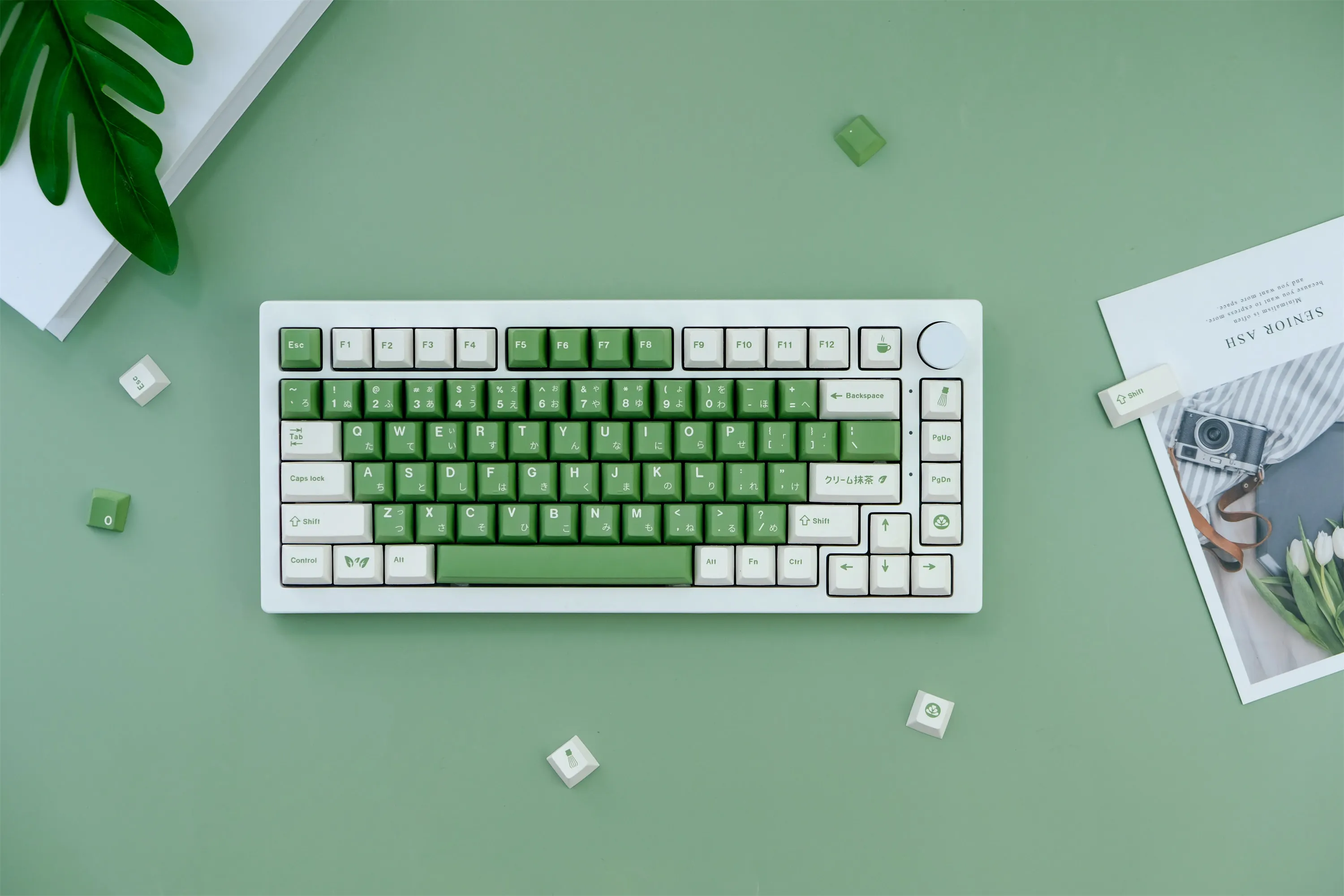 

GMK Matcha Cake Keycap, 129 Keys PBT Keycaps Cherry Profile DYE-SUB Personalized GMK Keycaps For Mechanical Keyboard