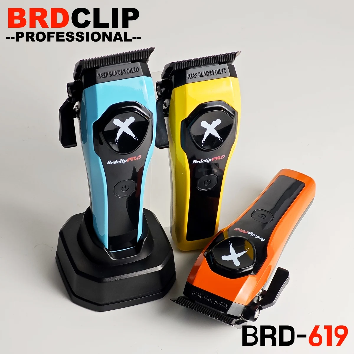 

BRD 619 Высокоскоростной двигатель Профессиональная электрическая машинка для стрижки волос Триммер для волос 7500 об/мин DLC Fade Blade с базой Парикмахерская машина BRDCLIP