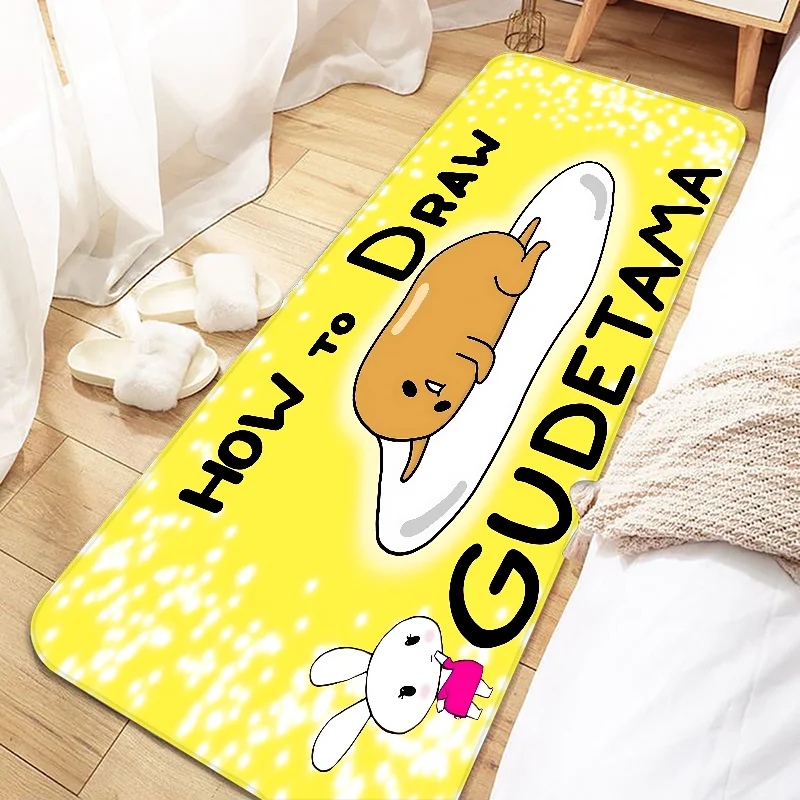 Нескользящий Придверный коврик Sanrio Gudetama для входа в яйца, моющийся кухонный ковер для гостиной, настенный коврик для ванной комнаты