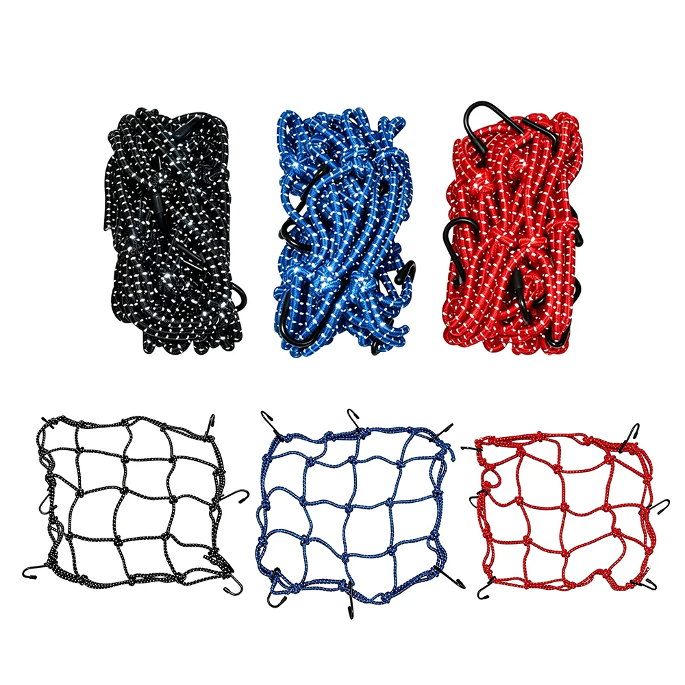 Motorcycle Cargo Net 30x30cm Motorbike Bicycle Elastic Net for Helmet Storage Bungee Fuel Tank Luggage Net with Hooks view 5