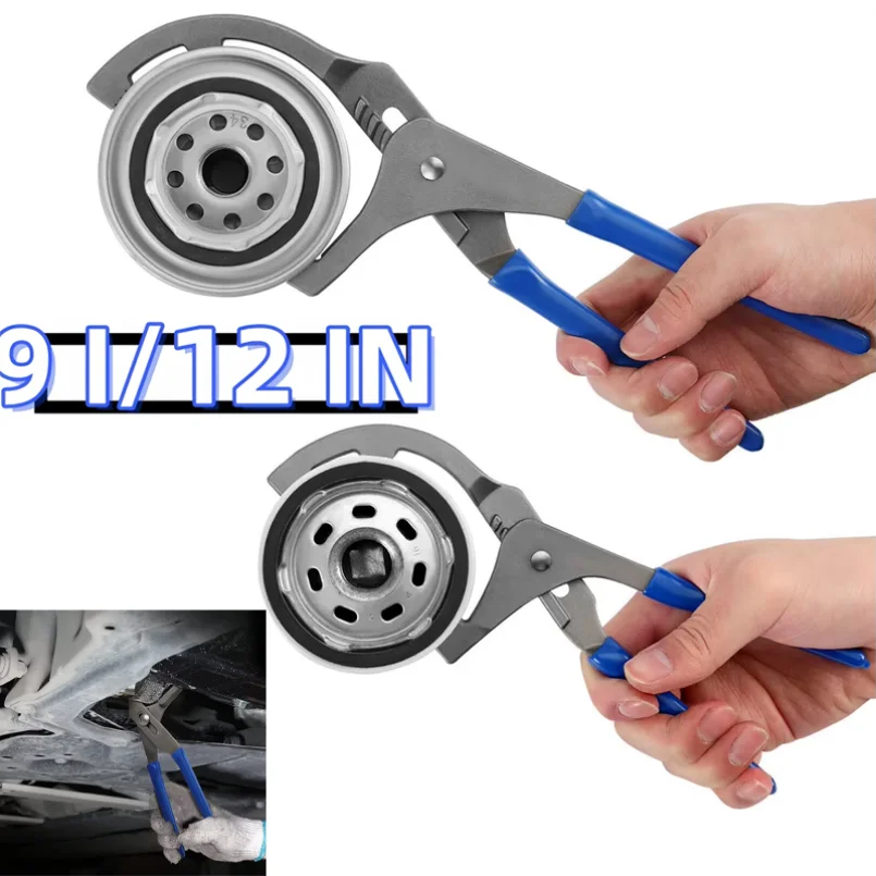 

9/12 Inch Oil Filter Pliers Clamp Type Wrench Adjustable Hand Tool for Oil Filter Removal 45# Steel Automotive Car Garage
