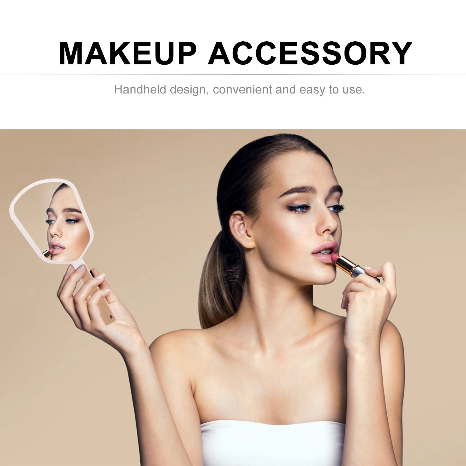 

Solid Wood Portable Makeup Accessory Travel Size Makeup Vanity Mirror Handheld Mirror For Bathroom