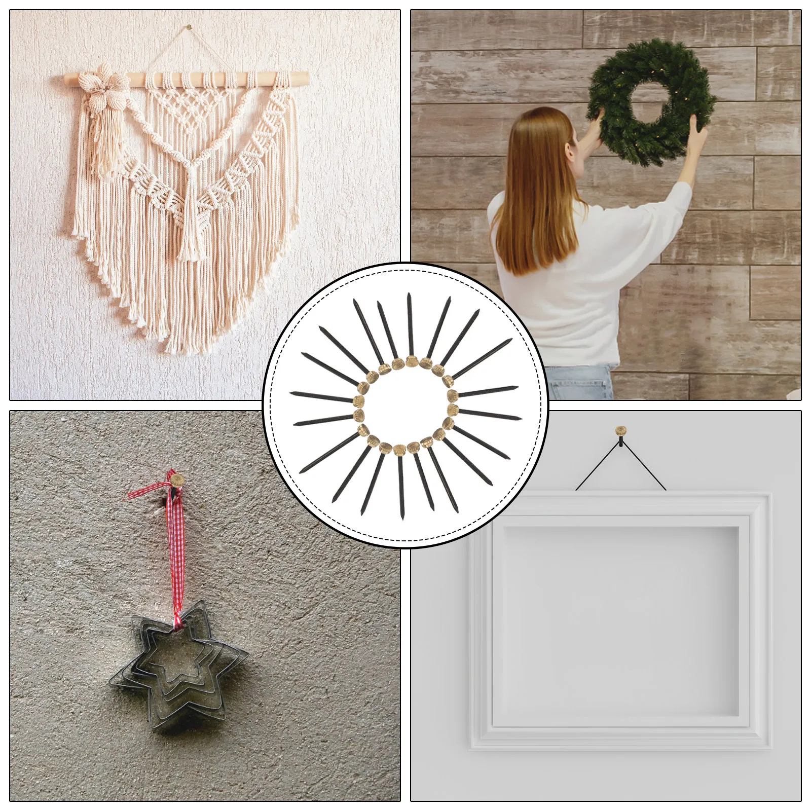 20Pcs Copper European Style Picture Frame Nails Hook Design for Photo Art Hanging Wall Mount Decor Stable Reliable Hardware