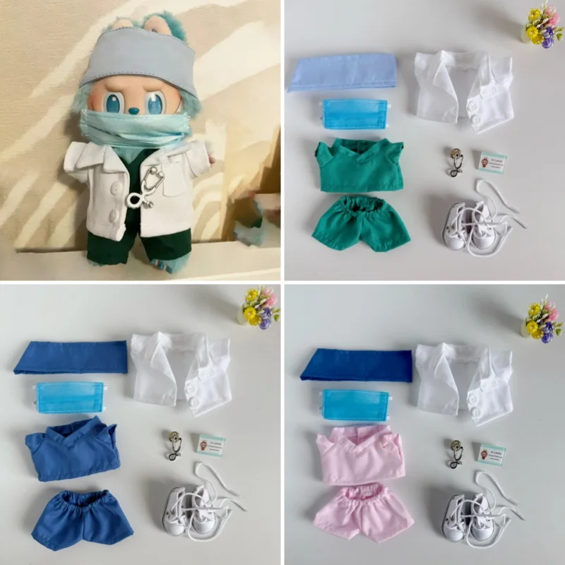 

New Only Clothes 17cm Labubu Doll Clothe V1 V2 V3 Clothes Cute Doctor Nurse Stethoscope Chest Plate Uniform Set Doll Clothes Toy