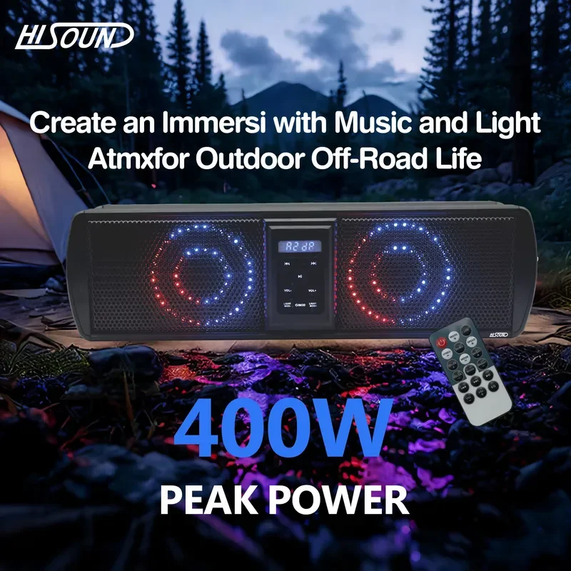 for Universal 17 Inch Golf Cart Speaker Bluetooth Off Road Sound Bar Metal Audio System UTV ATV Accessories Outdoor Music