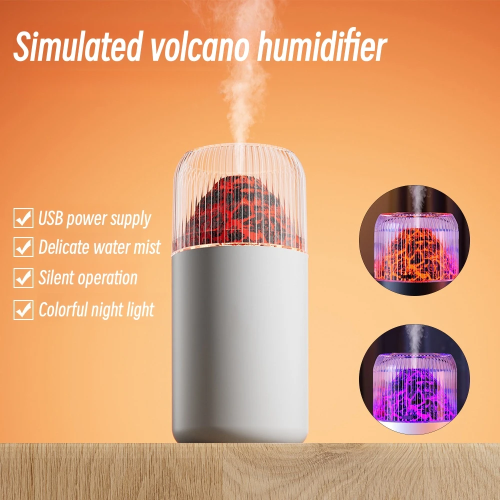 Volcano Humidifier Household Desktop Small Water Supplement Spray Air Humidification USB Ultrasonic Mist Maker Color Night Light