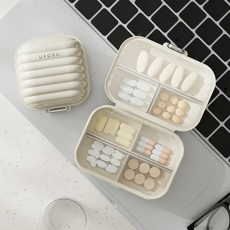 Portable Mini Pill Box, Outdoor Travel Pocket-sized Compartmentalized Pill Storage Box with Sealed Moisture-proof Design