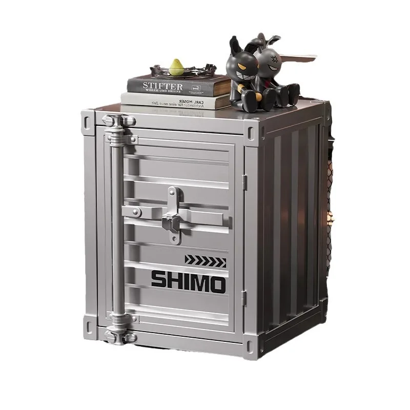 Industrial Style Metal Container Storage Cabinet for Bedroom Coffee Shop Bedside Table with Window Decor Exhibit Furniture