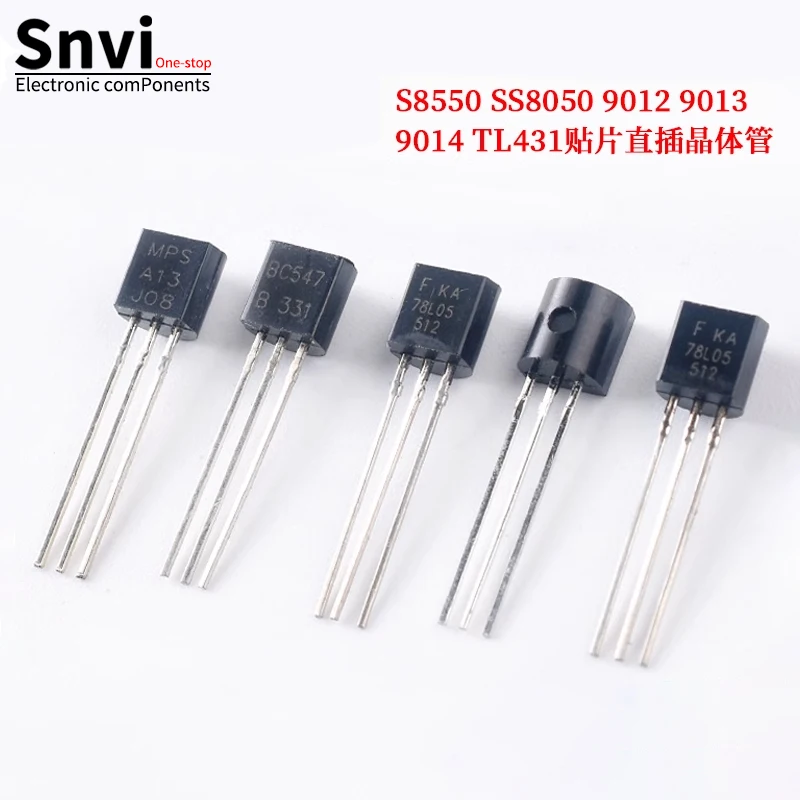 50pcs 2N2222 2N2907 2N3904 2N3906 2N4401 2N4403 2N5401 2N6517 2N5551 2N7000 S8050 S8550 SS8050 SS8550 TO-92 Transistore Triodo