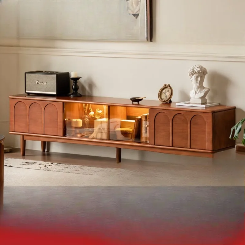 

Solid wood TV cabinet, French retro storage floor cabinet in the living room