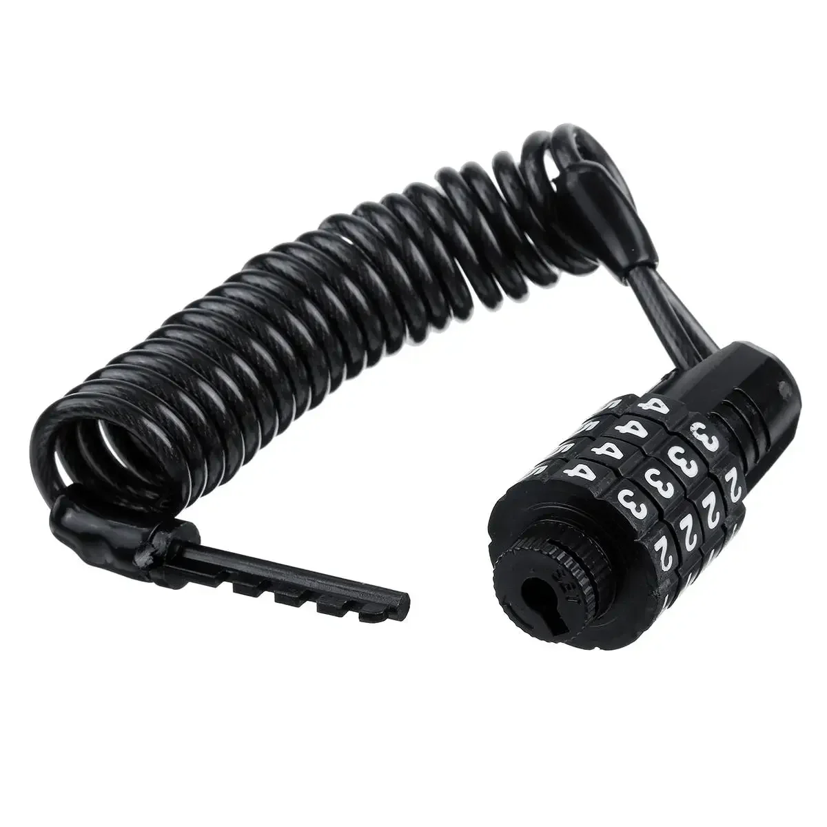 Portable Spring Anti-theft Bicycle Motorcycle Spiral Steel Cable Lock Wire Security Lock 4 Resettable Digit Combination Lock