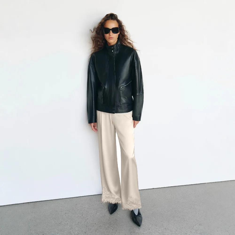 Lace wide-leg trousers for women, design, temperament, fashionable and casual, European and American cross-border commuting