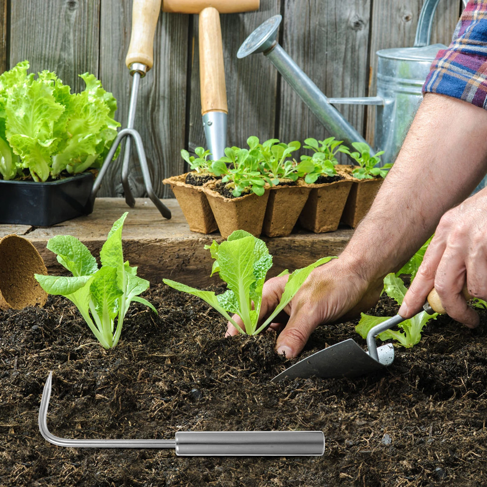 

Claw Soil Loosening Tool Stainless Steel Bow Handle Weeder for Gardening Potted Plants Bonsai Cultivator Manual Weeders Garden