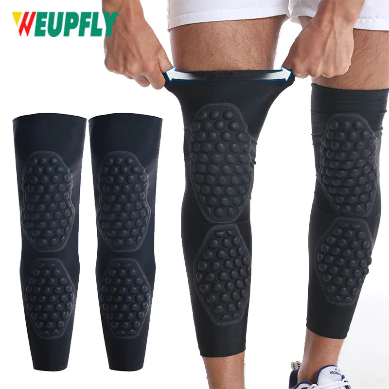 1/2Pcs Knee Calf Padded Compression Leg Sleeve Thigh Sports Protective Gear Shin Brace Support for Football Volleyball Soccer