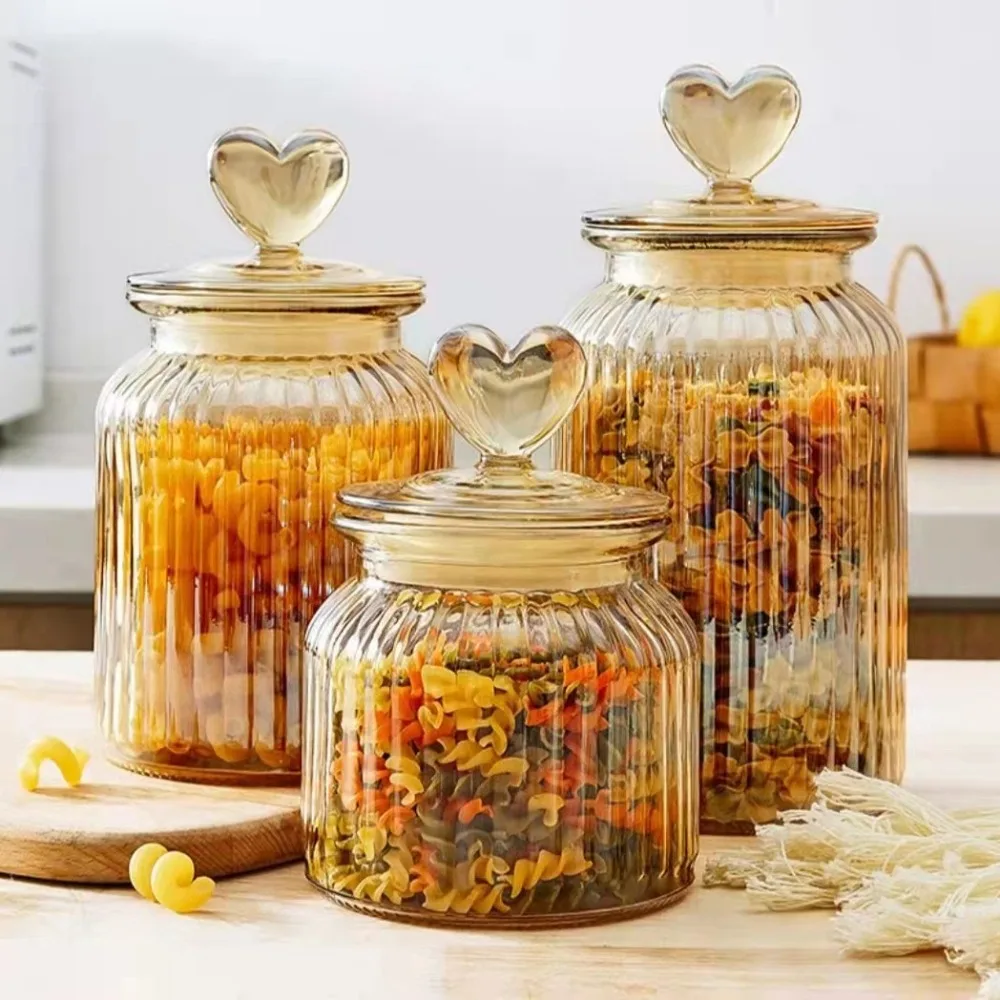 Home Decor Transparent Glass Sealed Jar with Shape Lid Exquisite Pickle Jug Large Capacity Grain Storage Bottle Nut - view 5